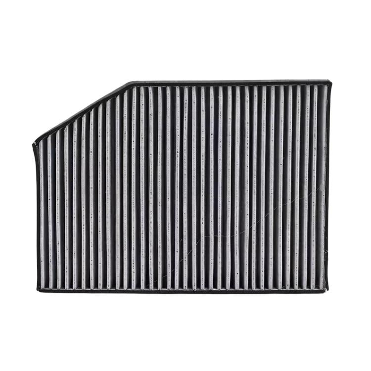 Cabin air filter for BMW X3/X4, black frame with pleated gray fibers