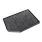 Cabin air filter, angled view with black border and vertical pleated core