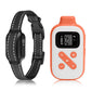 Black and orange dog training collar set with touchscreen remote and adjustable fabric strap