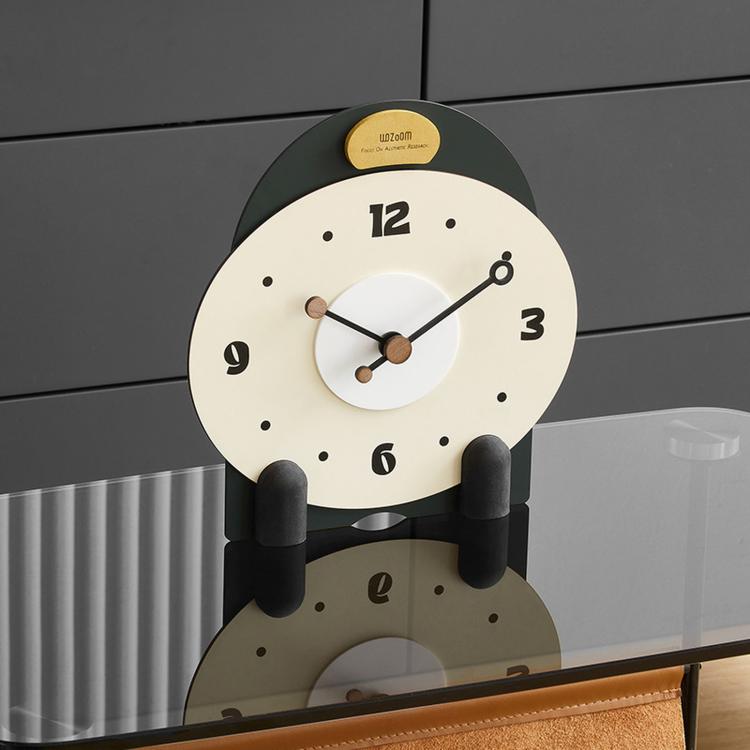 wozoom Silent Wooden Table Clock Modern Small Mantel Clock