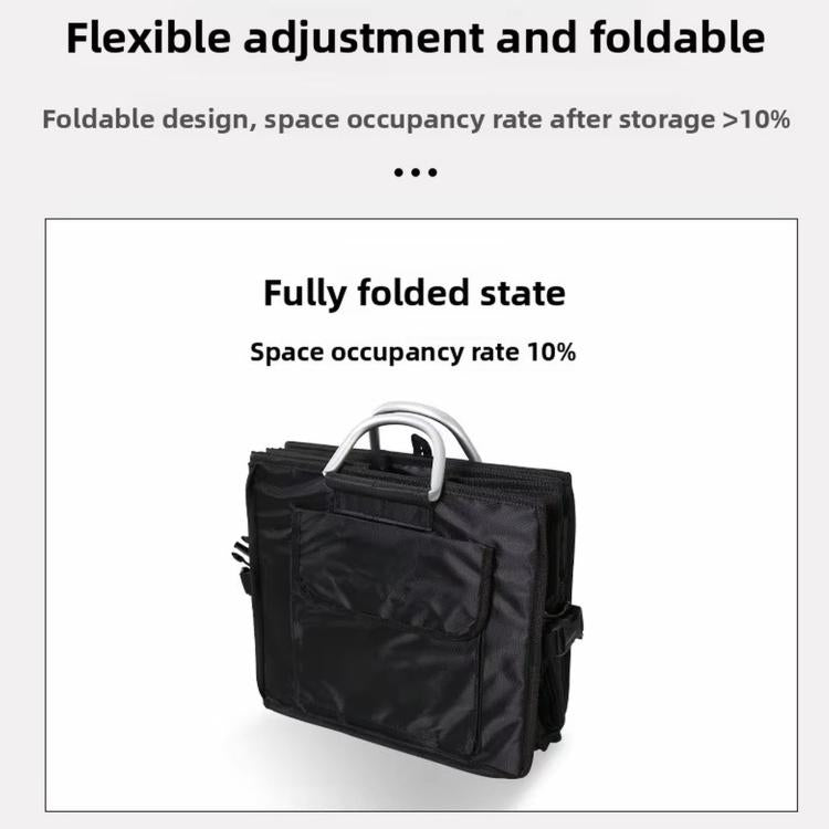 Black foldable trunk storage box fully folded with top carry handle
