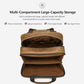 Brown leather multi-compartment briefcase with open main compartment and inner pockets