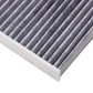 Car air filter element close-up of gray pleated filter media in white frame