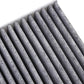 Car air filter element close-up, gray pleats with white plastic edges