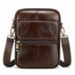 Dark brown vintage leather crossbody bag with front flap cover, top zip pocket, side strap