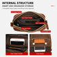 Brown leather crossbody bag interior with main compartment and inner zipper slip pockets