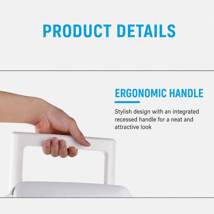 White 10L mini car fridge cooler with ergonomic top handle on the lid