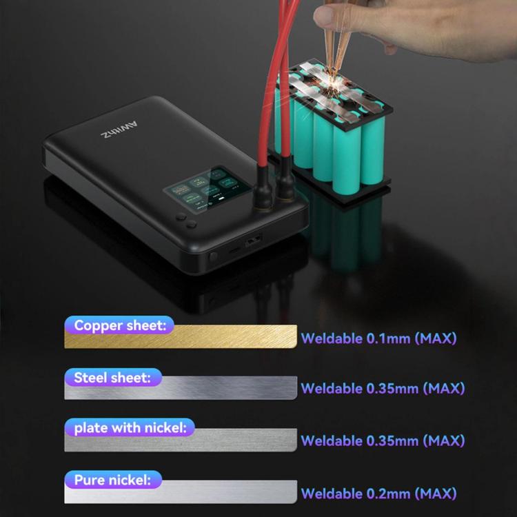 AWithZ portable spot welder with color display, connected leads for metal welding