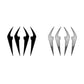 Black and carbon fiber front air-knife vent decal set, four angular vent inserts