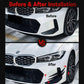 Before-and-after view of front bumper air-knife vent decal on lower bumper trim