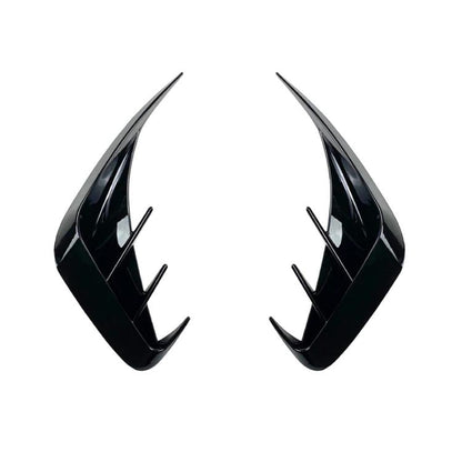 Black rear window knife fin trim, 2-piece set with three slat accents