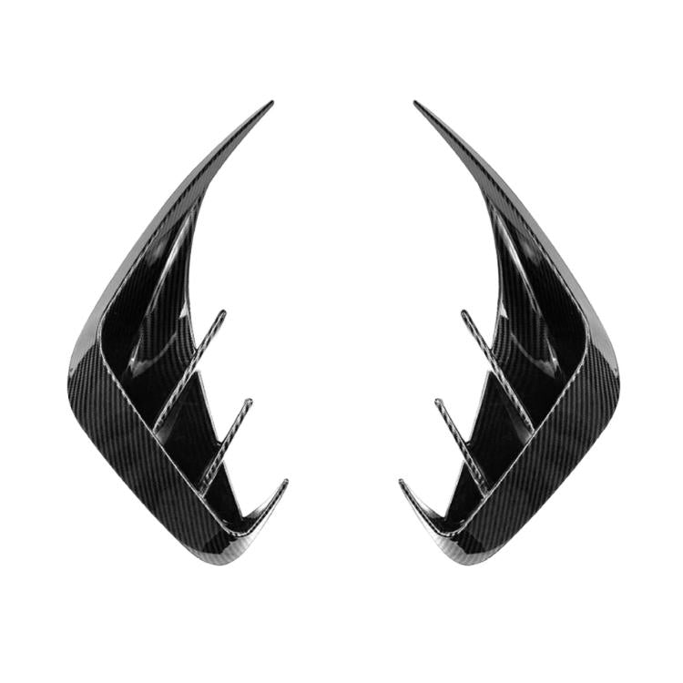 Carbon fiber rear window knife fin trim, 2-piece set with three slat accents