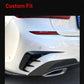 Carbon fiber rear window knife fin trim installed on car rear area
