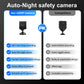 Mini WiFi security camera front with multiple IR LEDs and tabletop stand