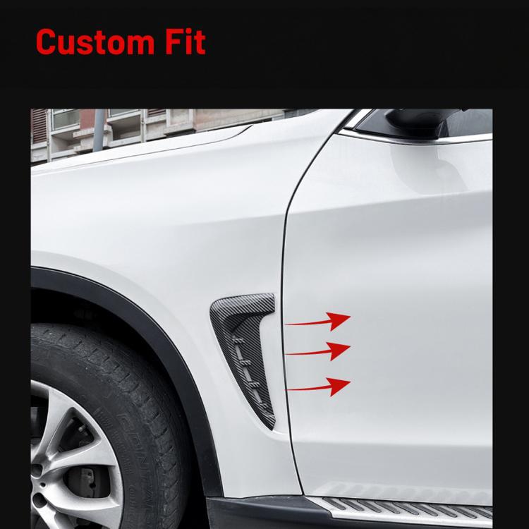 Carbon fiber side air vent decal installed on car front door/fender area