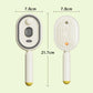 Electric spray hair brush size view, white handle with round comb head