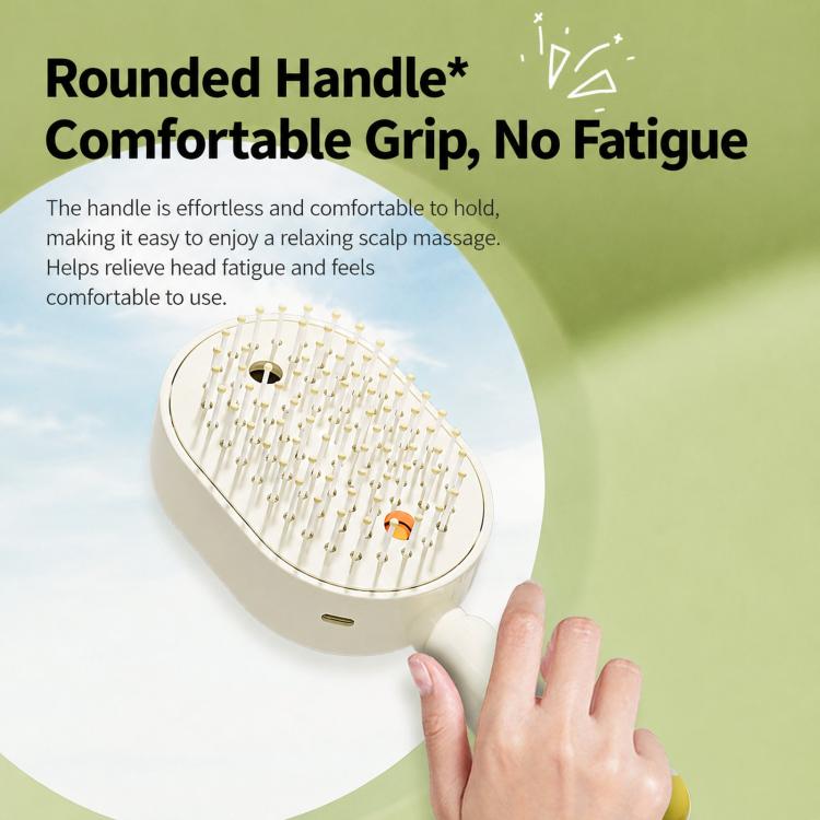Electric spray hair brush with white round head and textured detangling bristles