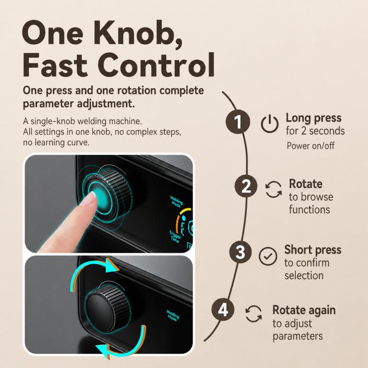 Spot welder control panel with single knob and illuminated digital display