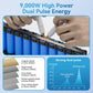 Handheld spot welder with welding tips positioned on connected battery cells