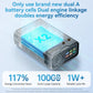 Battery spot welder shown with transparent cover and glowing internal cells