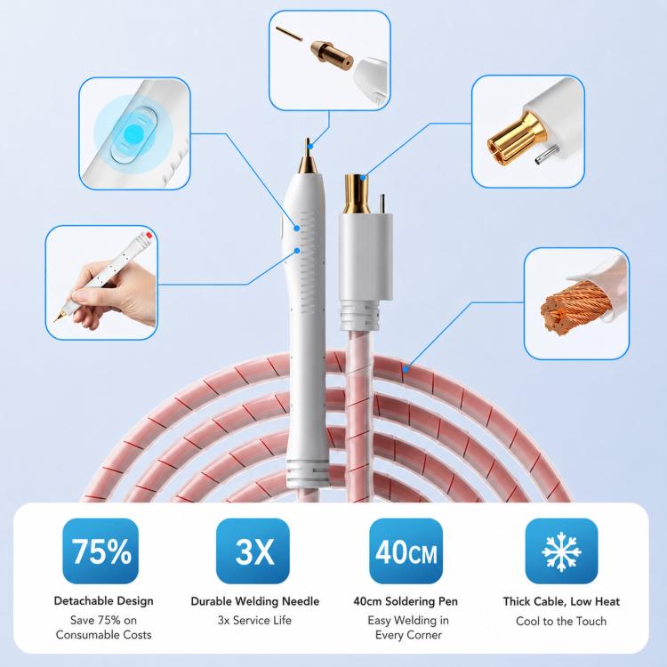 Soldering pen and welding needle set with detachable design and long red cable