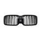 Front air intake grille with black kidney frame and vertical slat design