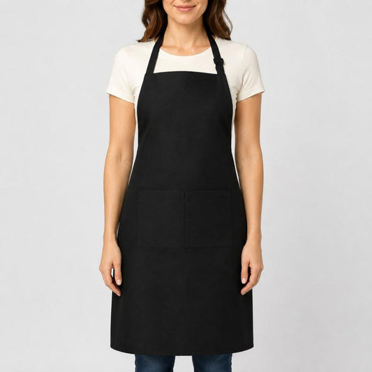Polyester Bib Apron with Pockets Adjustable Neck Strap Water Resistant Chef Apron