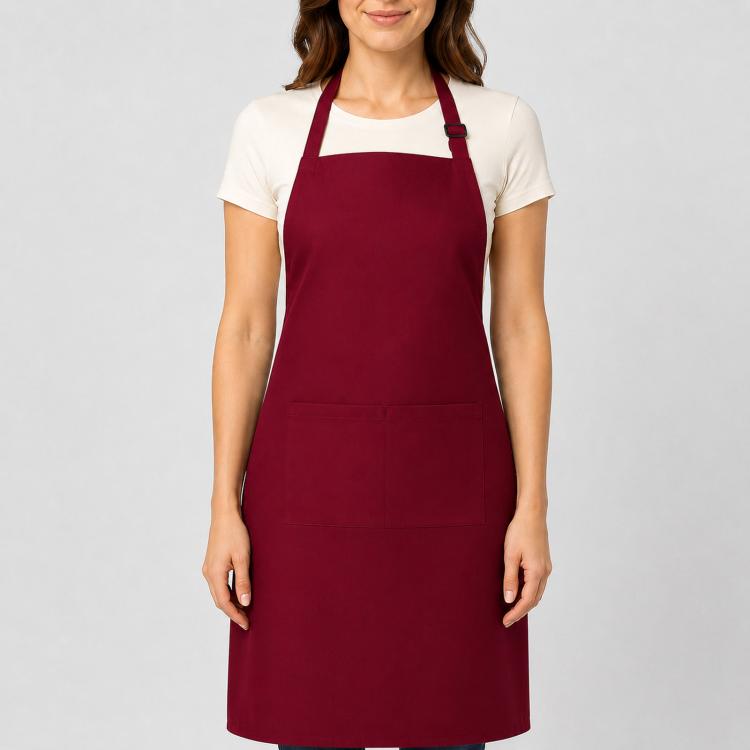 Polyester Bib Apron with Pockets Adjustable Neck Strap Water Resistant Chef Apron