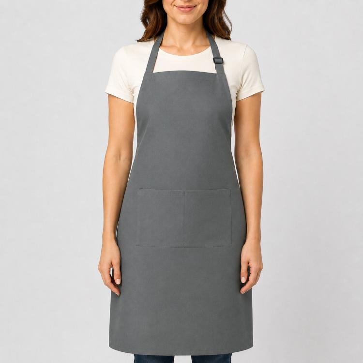 Polyester Bib Apron with Pockets Adjustable Neck Strap Water Resistant Chef Apron