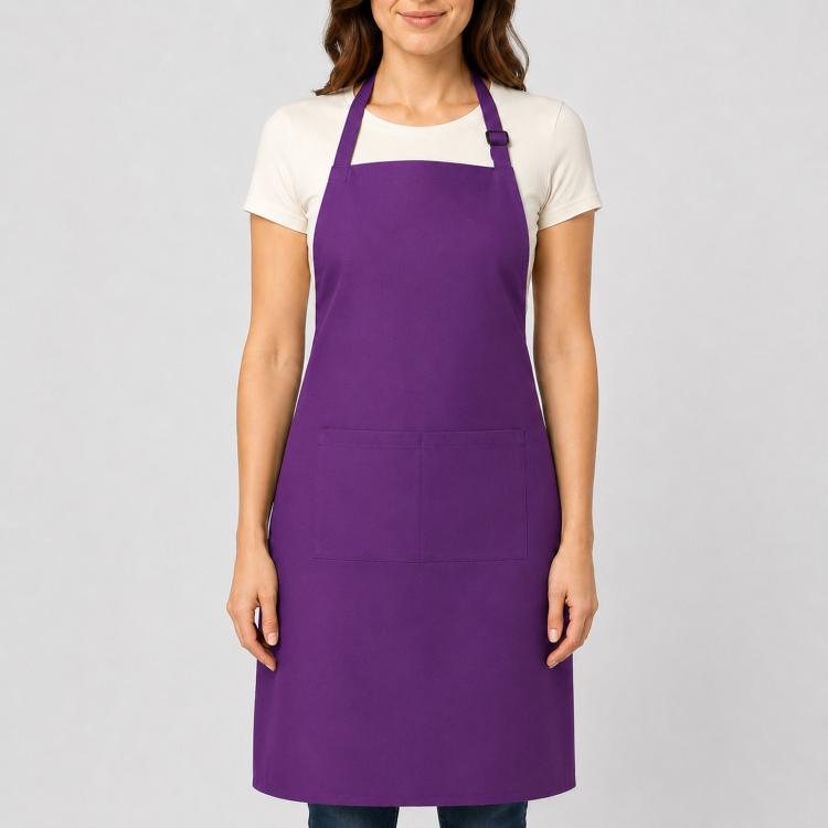 Polyester Bib Apron with Pockets Adjustable Neck Strap Water Resistant Chef Apron