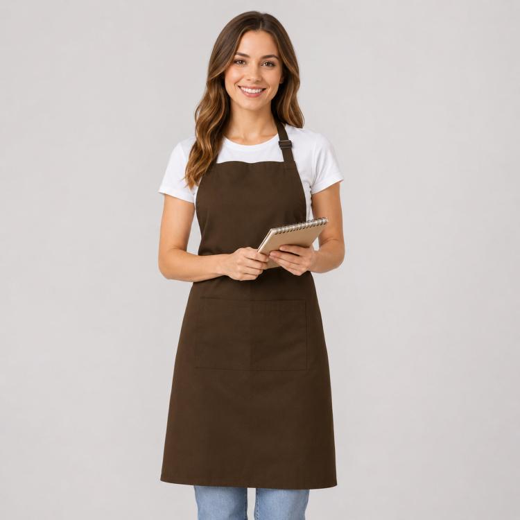 Polyester Bib Apron with Pockets Adjustable Neck Strap Water Resistant Chef Apron
