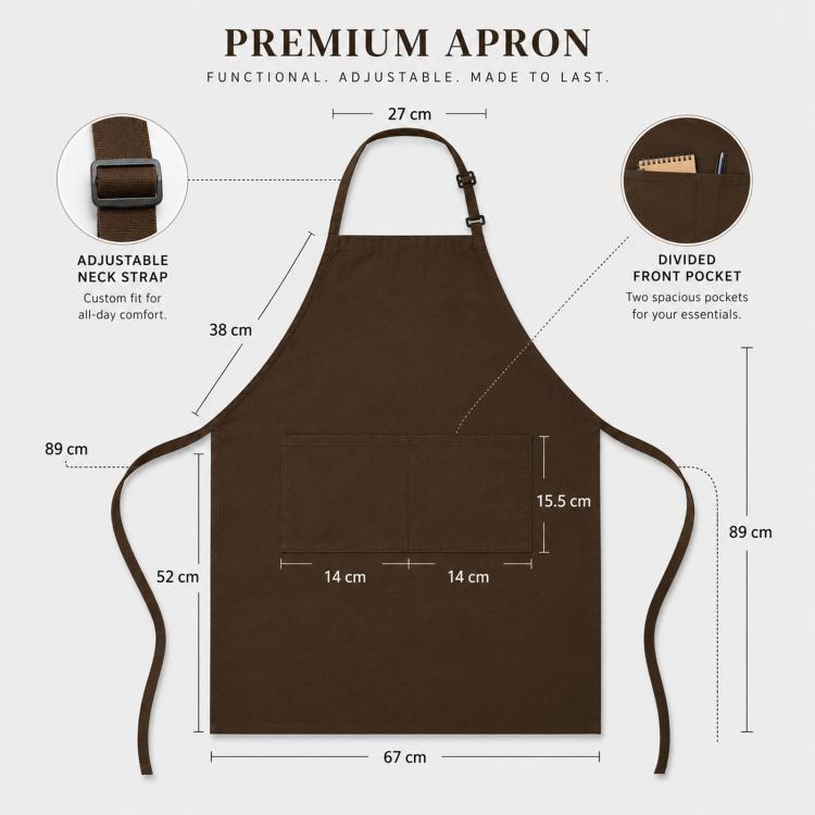 Polyester Bib Apron with Pockets Adjustable Neck Strap Water Resistant Chef Apron