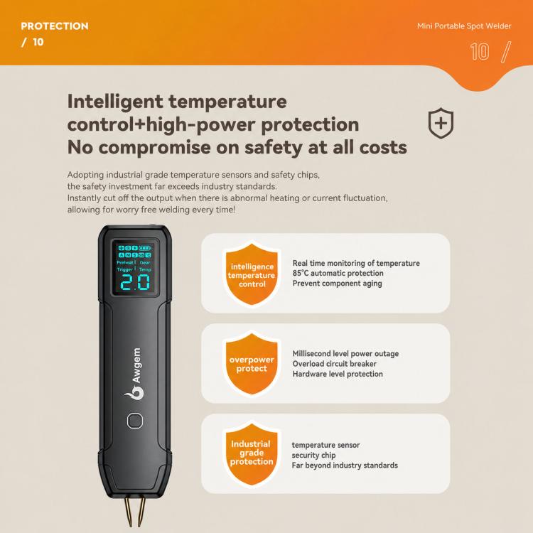 Handheld portable spot welder with digital display and metal electrode tips