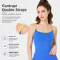 Women Fixed Cup Double Strap Cami Tank Top Shockproof Comfortable Sports Yoga Wear, S, M, L, XL