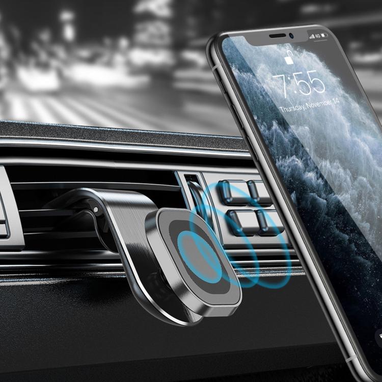 L-shape magnetic car phone holder vent mount with silicone clip