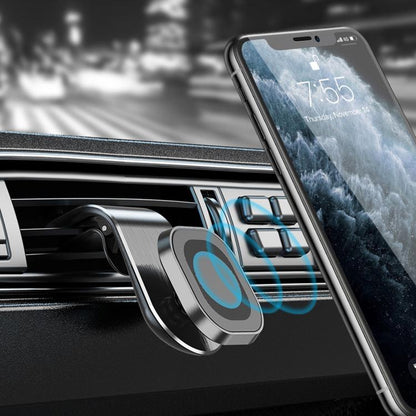 L-shape magnetic car phone holder vent mount with silicone clip