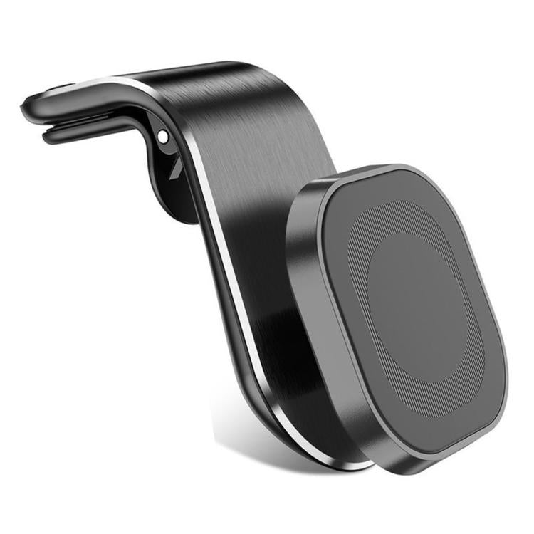 Black and gray vent mount car phone holder with magnetic face