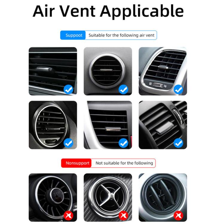 Car air vent mount compatibility layout with vent clip insert