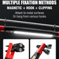 Red LED inspection light with magnetic, hook, and clip attachment points