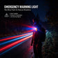 Orange emergency warning light flashing red-blue along a roadside at night