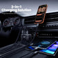 Black 3-in-1 car charger with LCD screen and three connected charging ports