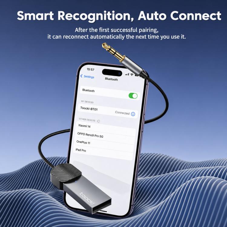 Bluetooth aux audio receiver adapter with USB power dongle and 3.5mm plug
