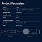 Bluetooth aux audio receiver adapter size diagram with 3.5mm plug and mic grille