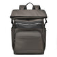 Gray laptop backpack with top handle and front zipper pockets