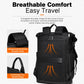Black backpack with padded shoulder straps and front zip pocket