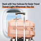 Pink travel backpack with back suitcase-strap for stacking