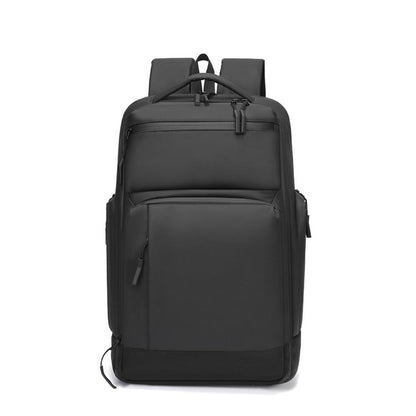 REMOID 15.6-inch laptop backpack in black, front view with top handle and zip pockets
