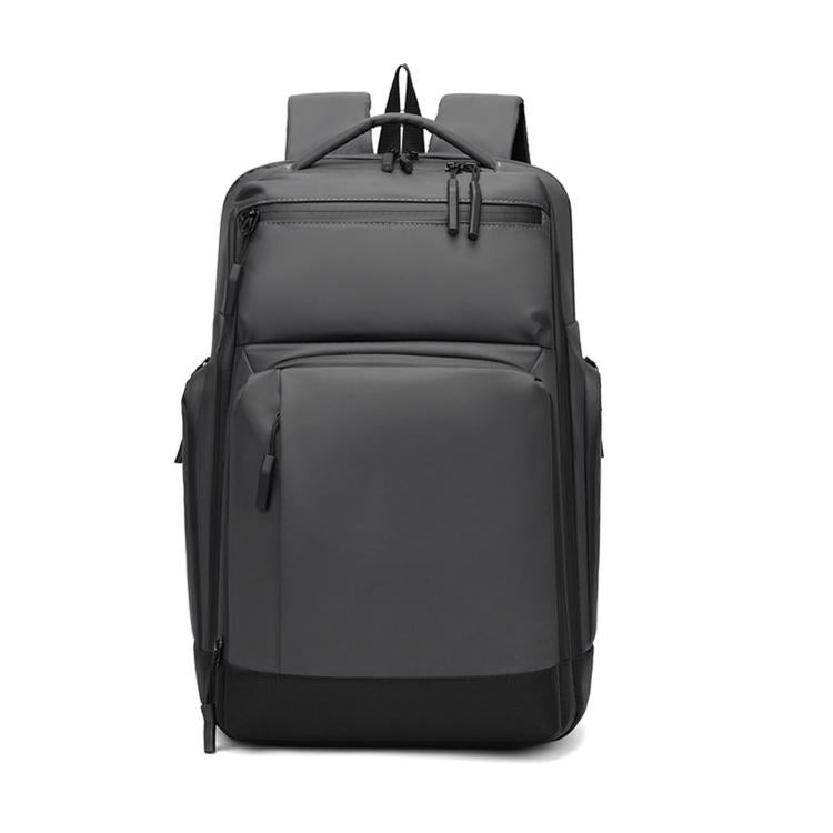 REMOID 15.6-inch laptop backpack in black, back view with padded panel and rear pocket