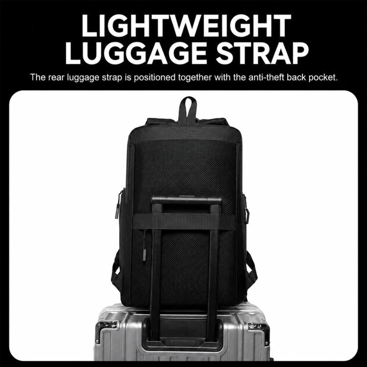 REMOID 15.6-inch laptop backpack in black with rear luggage strap and back anti-theft pocket