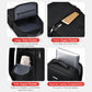 Black laptop backpack with front zip pocket, side zip pocket, and separated laptop area